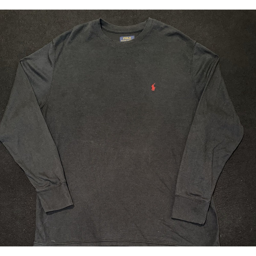 Polo Ralph Lauren Black Thermal Knit Long Sleeve Red Pony Mens XXL